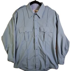 Elbeco Classic DutyMaxx Long Sleeve Shirt Men's Blue Scalloped Flap Pockets - 16